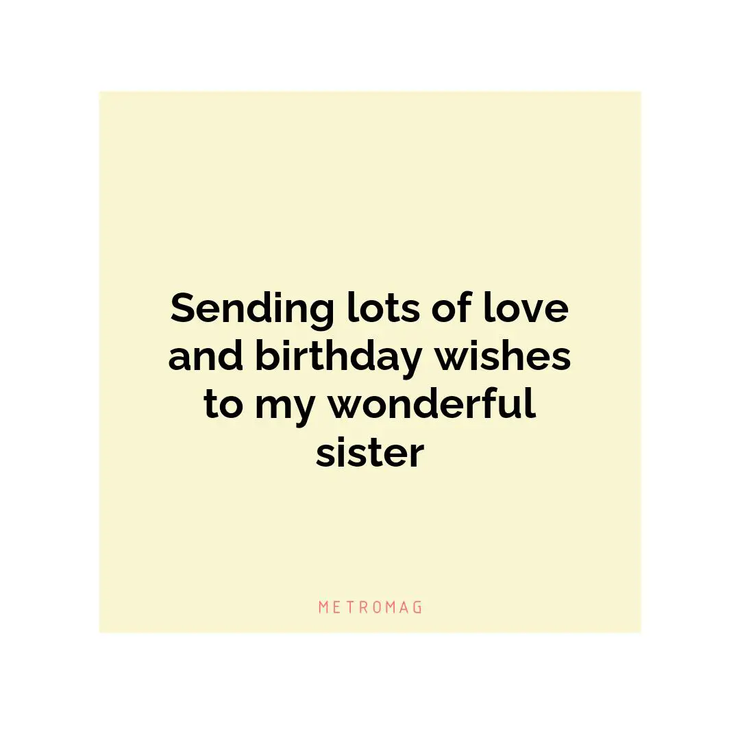 Sending lots of love and birthday wishes to my wonderful sister
