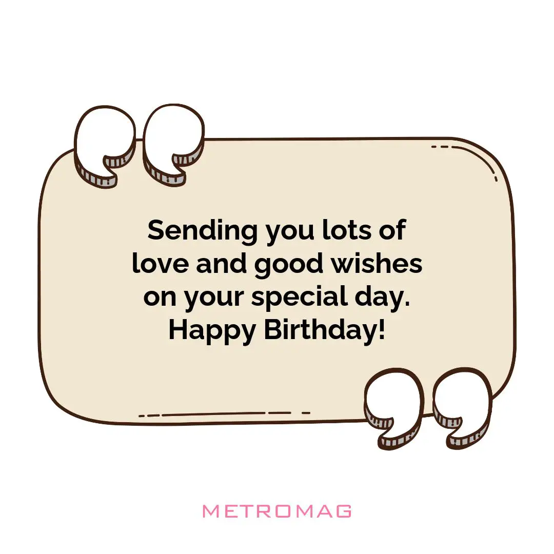 Sending you lots of love and good wishes on your special day. Happy Birthday!