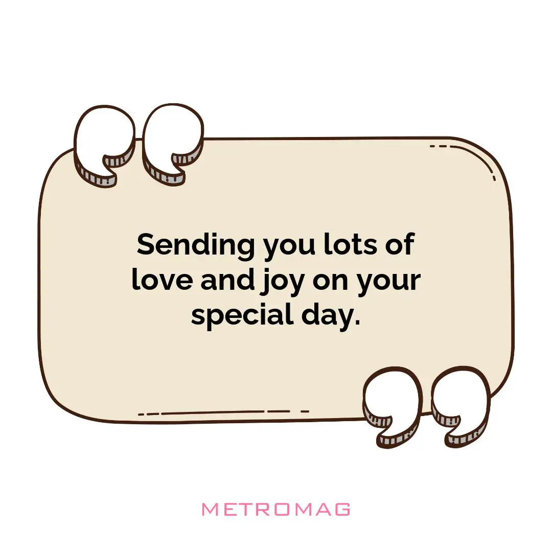 Sending you lots of love and joy on your special day.