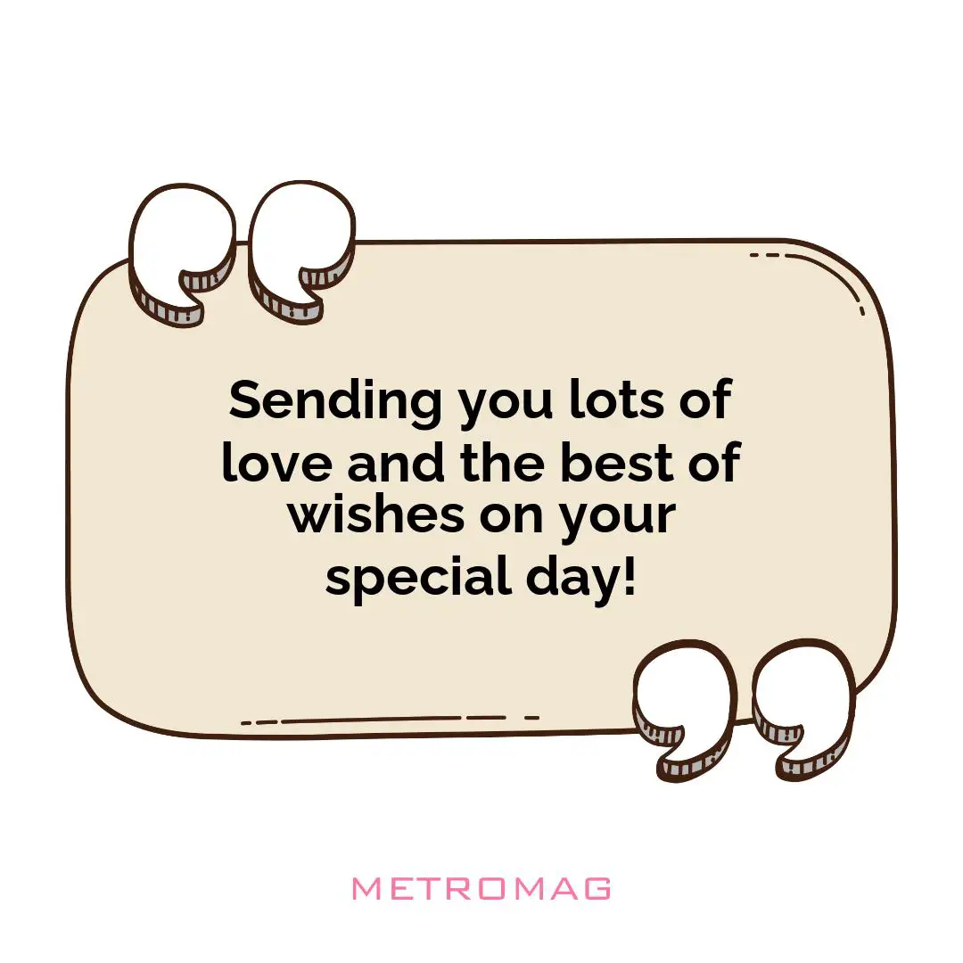 Sending you lots of love and the best of wishes on your special day!