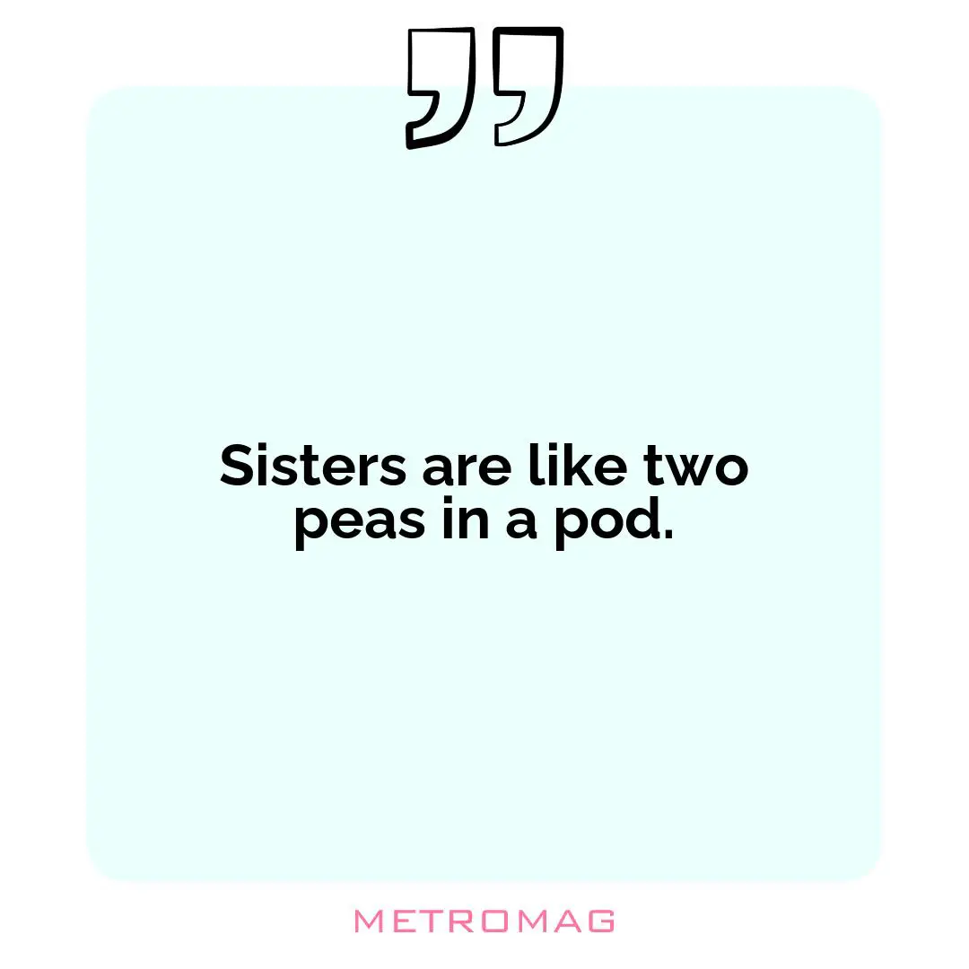 Sisters are like two peas in a pod.