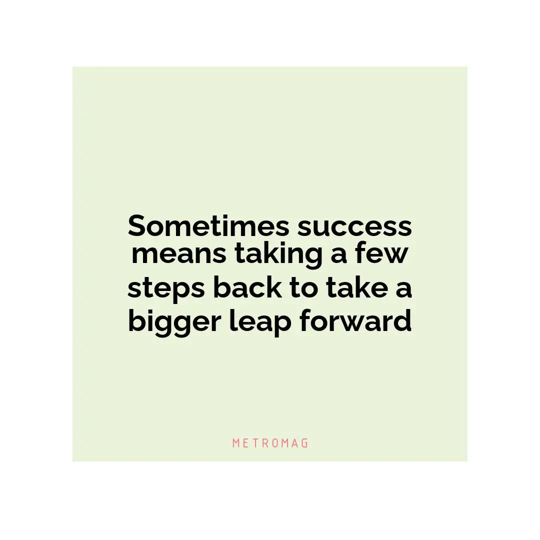 Sometimes success means taking a few steps back to take a bigger leap forward