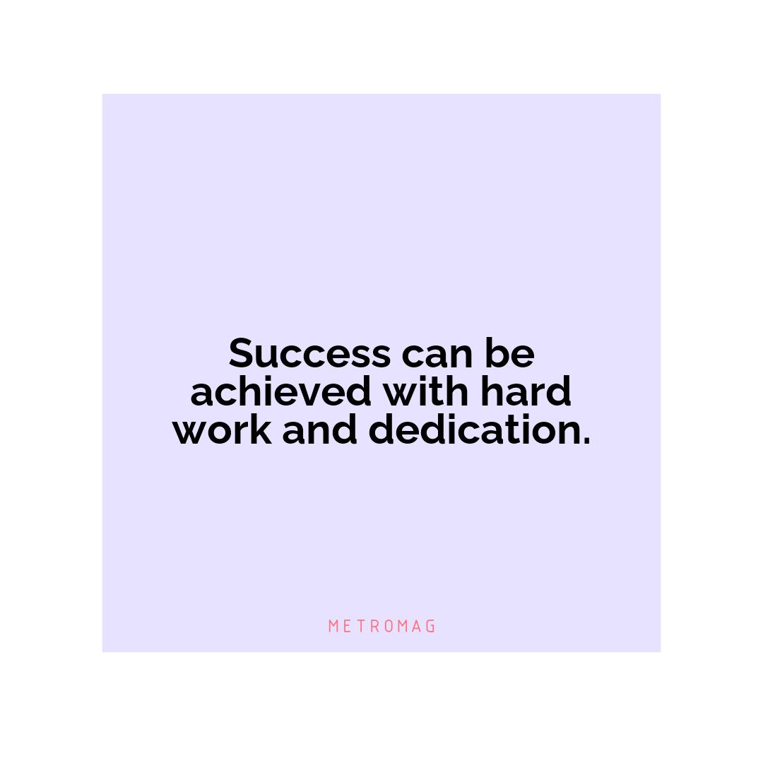 Success can be achieved with hard work and dedication.