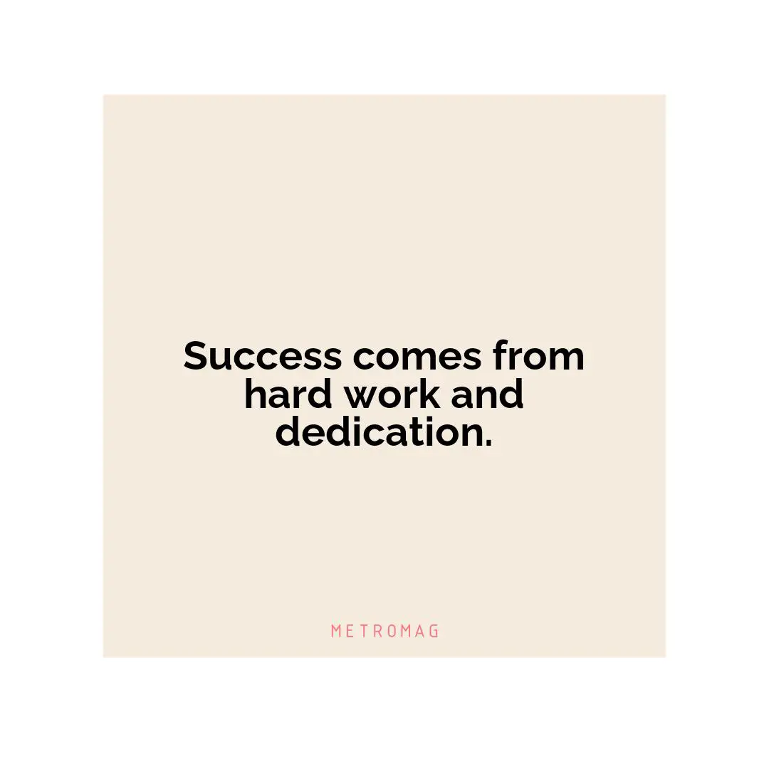 Success comes from hard work and dedication.