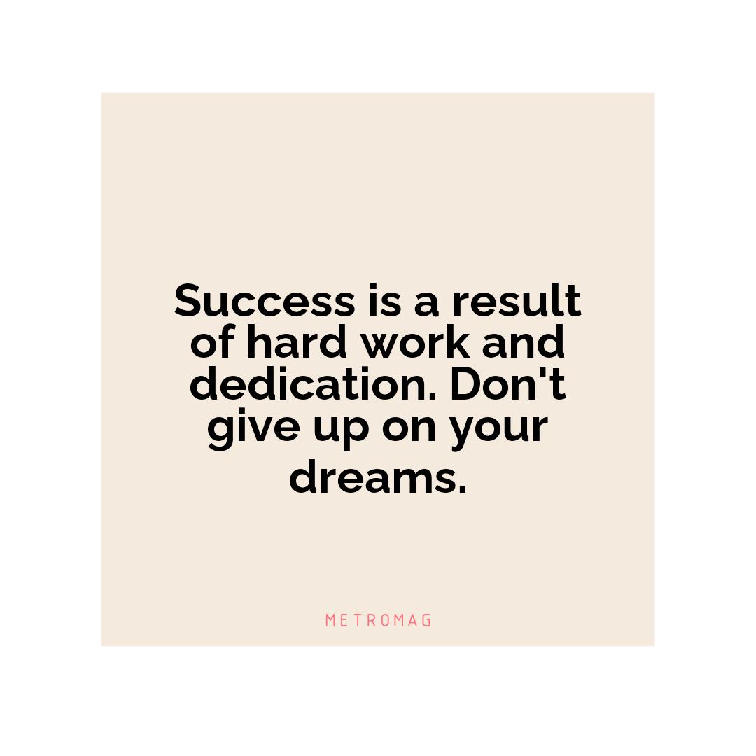 Success is a result of hard work and dedication. Don't give up on your dreams.