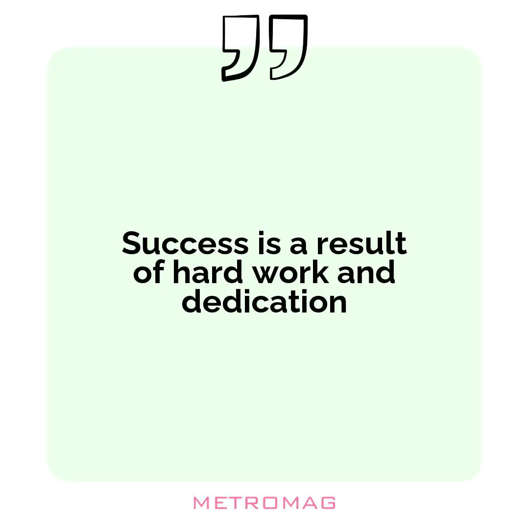 Success is a result of hard work and dedication