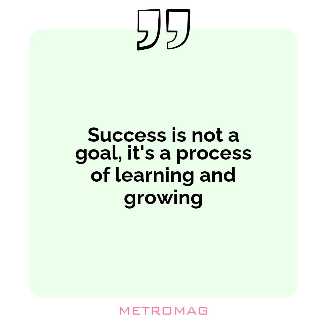 Success is not a goal, it's a process of learning and growing