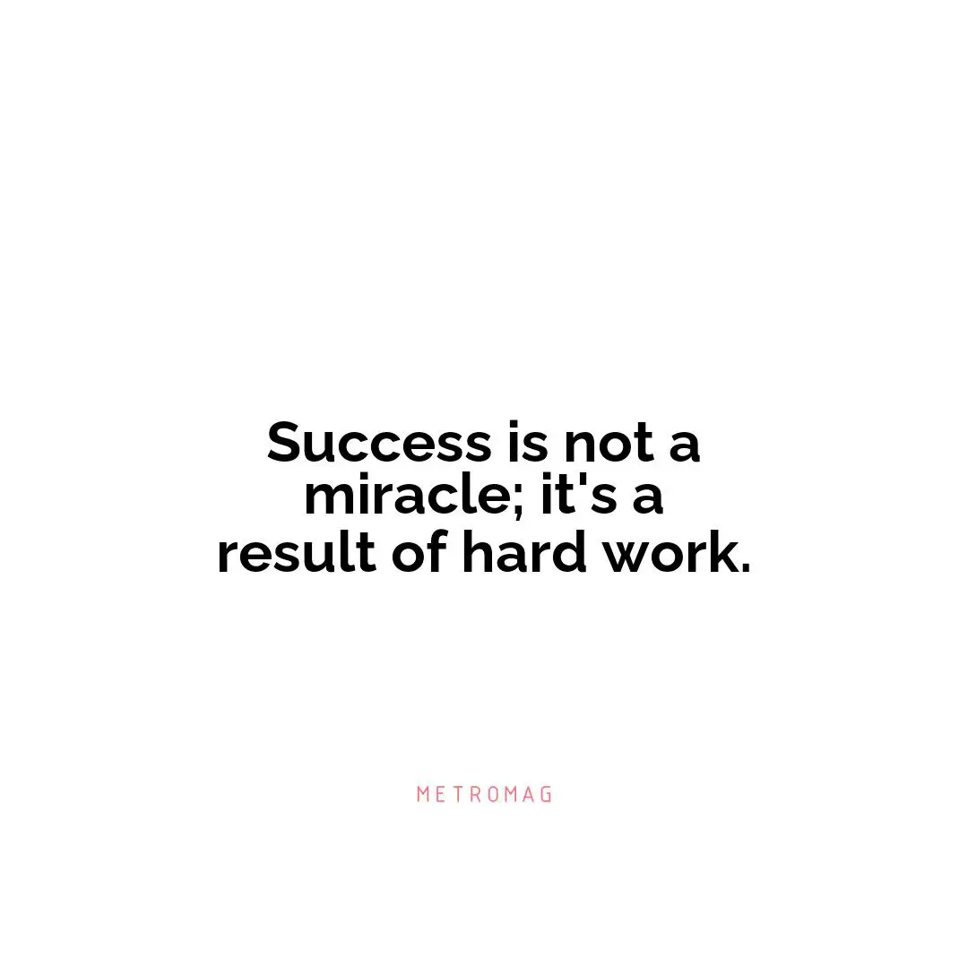 Success is not a miracle; it's a result of hard work.