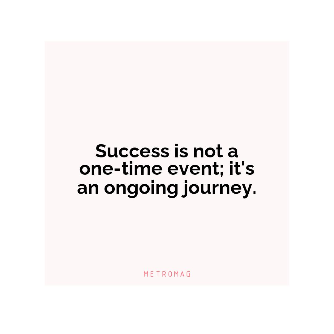 Success is not a one-time event; it's an ongoing journey.