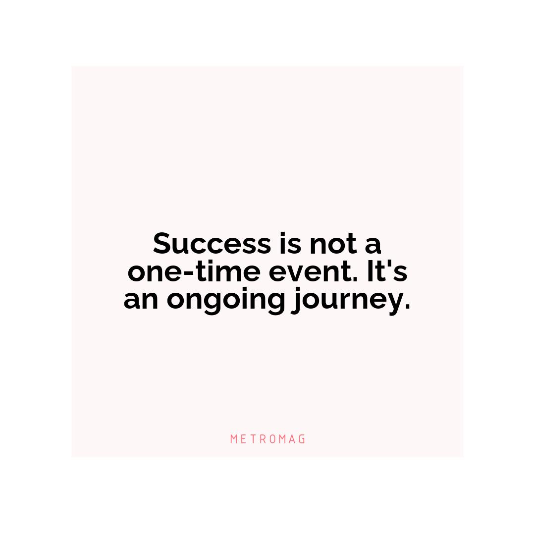 Success is not a one-time event. It's an ongoing journey.