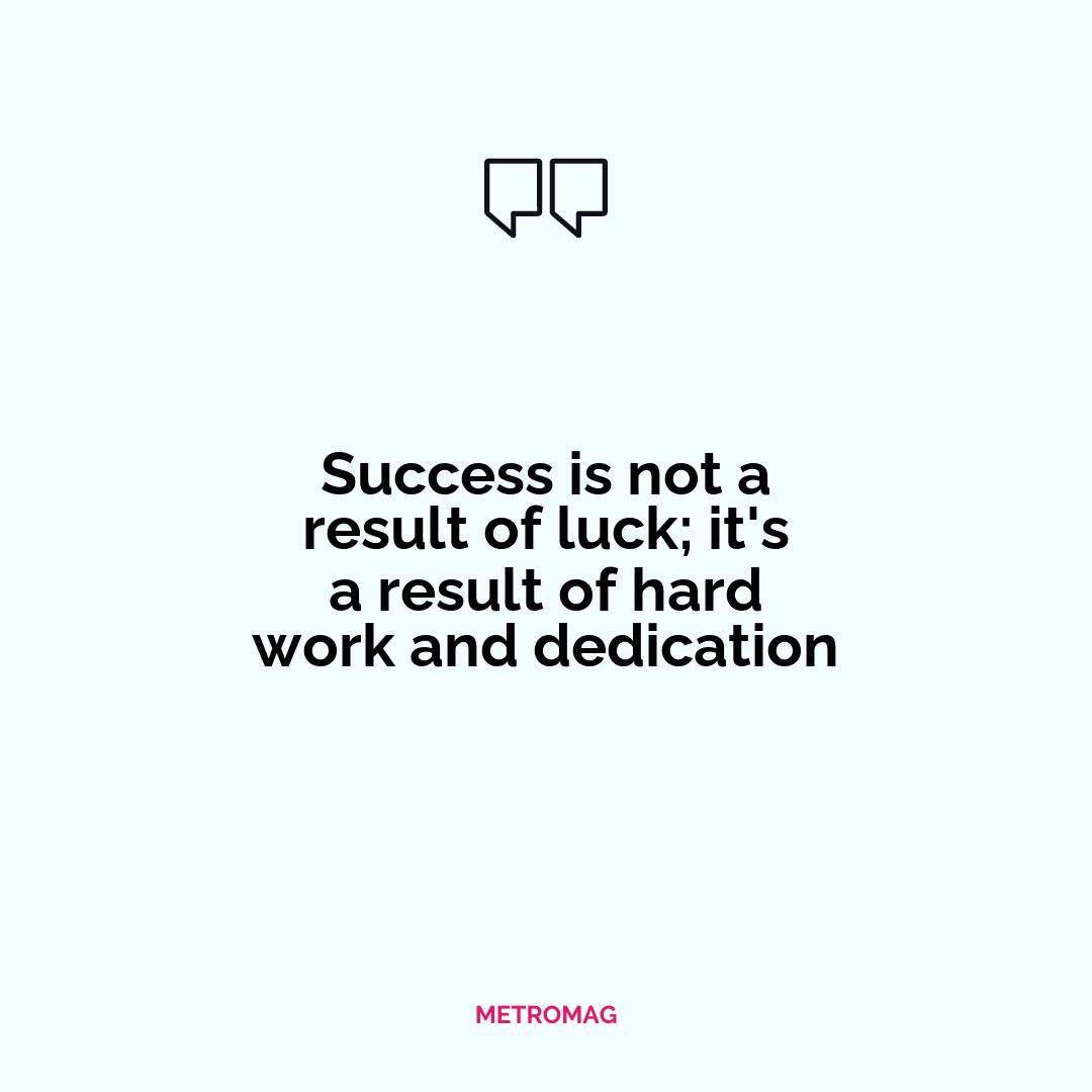 Success is not a result of luck; it's a result of hard work and dedication