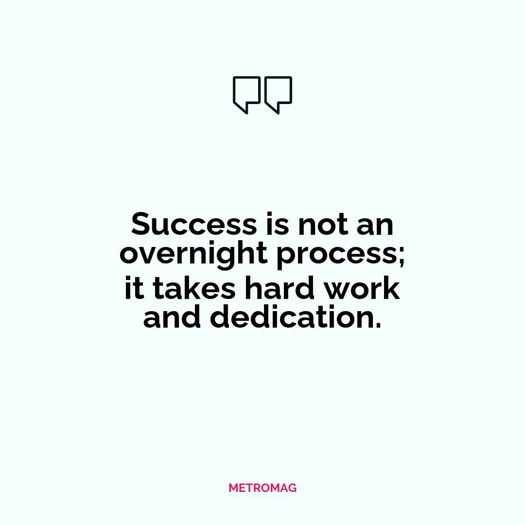 Success is not an overnight process; it takes hard work and dedication.