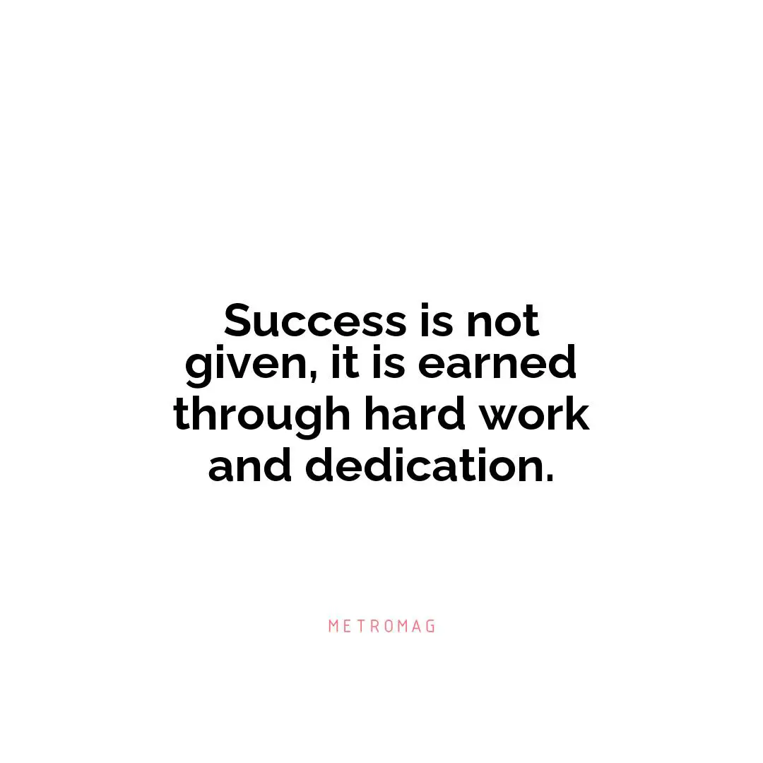 Success is not given, it is earned through hard work and dedication.