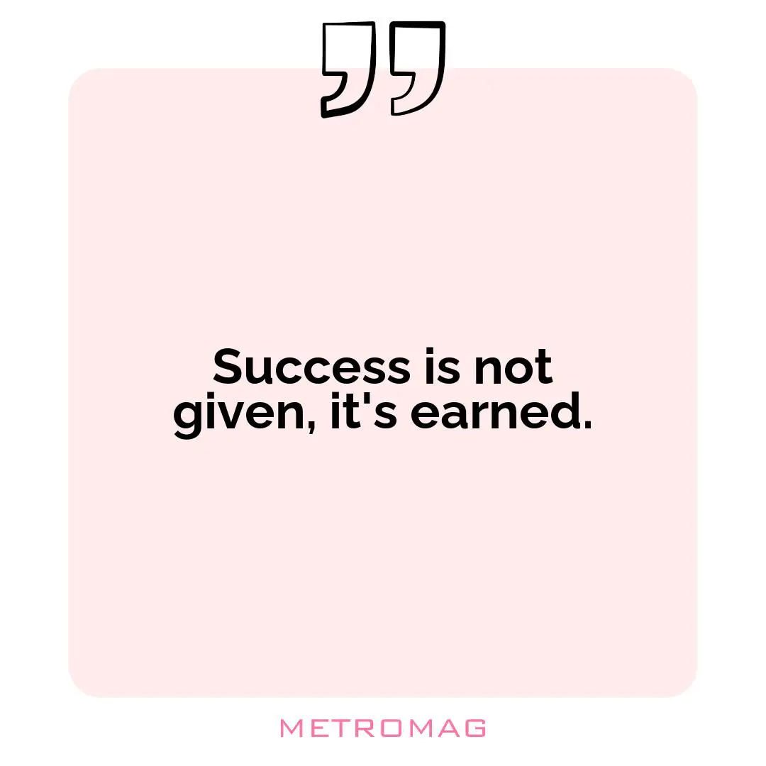 Success is not given, it's earned.