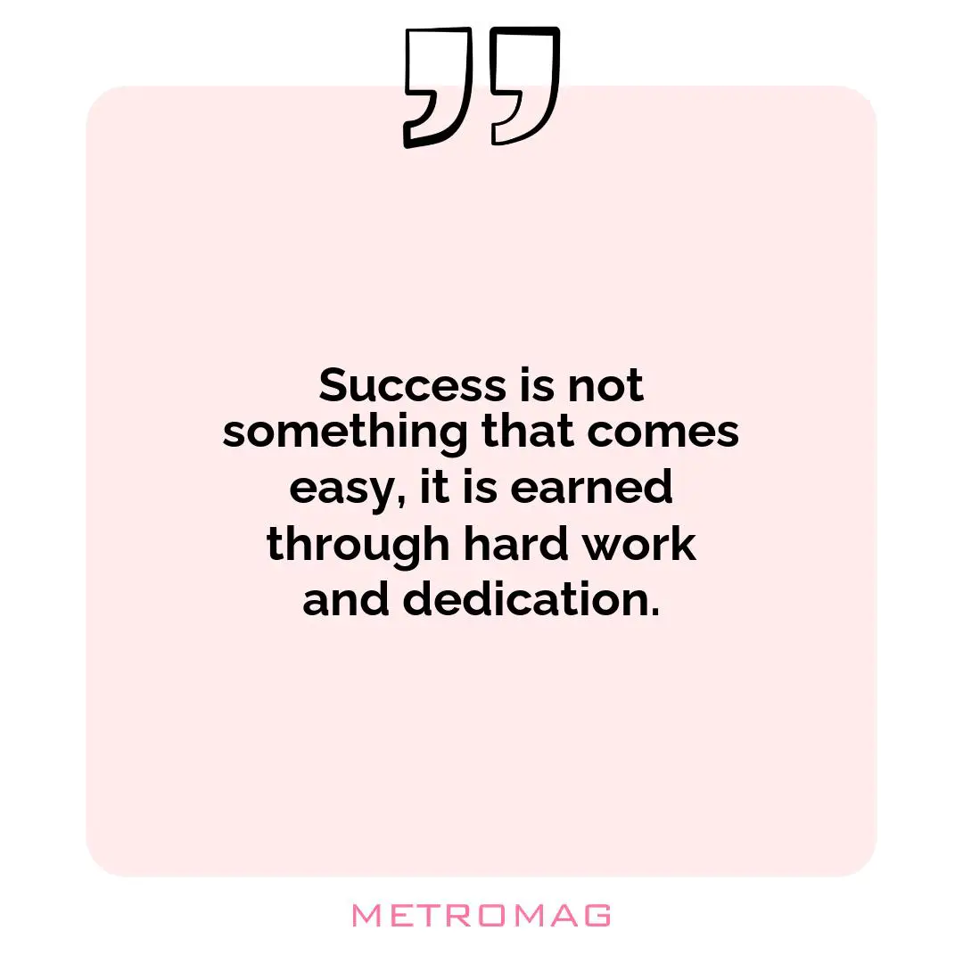 Success is not something that comes easy, it is earned through hard work and dedication.