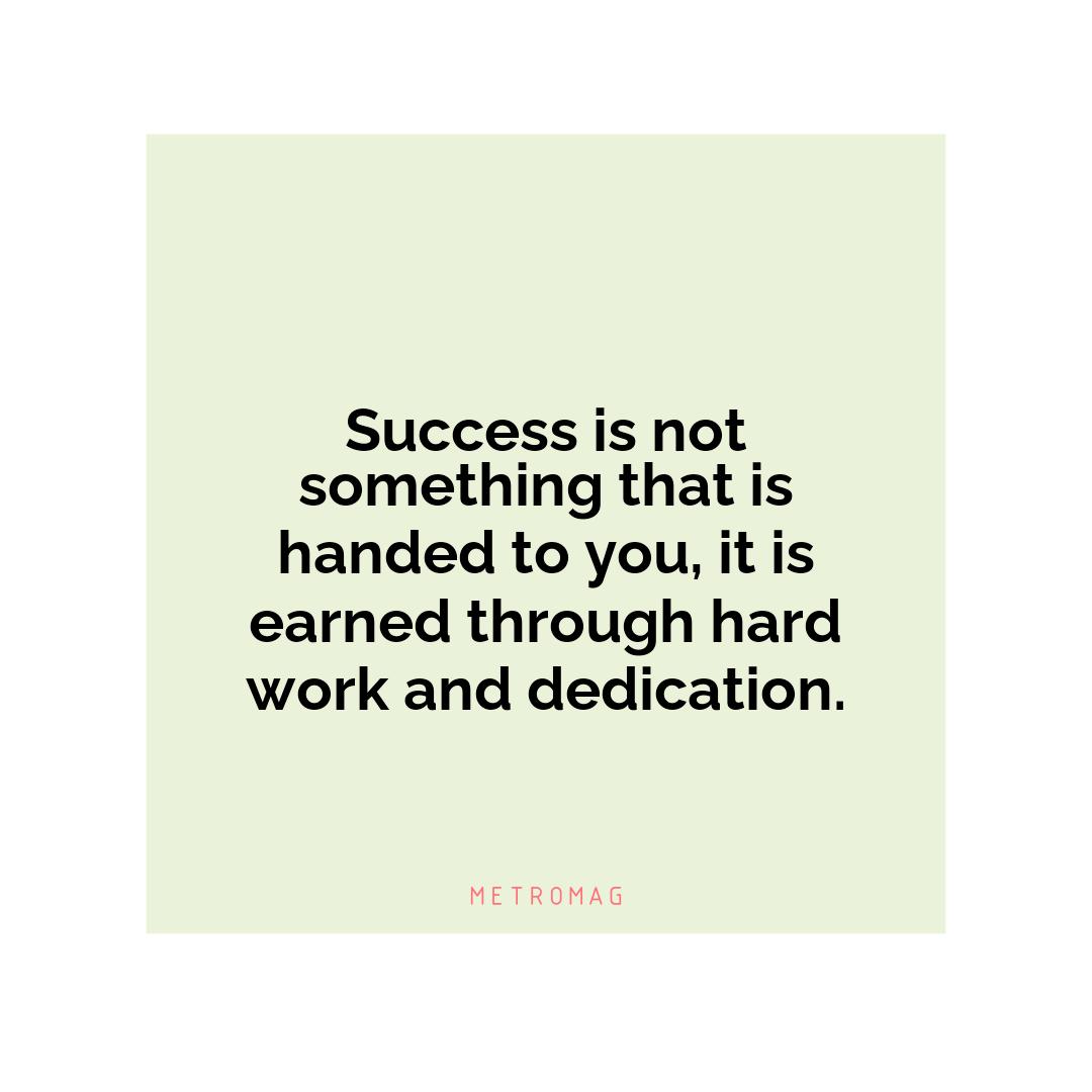 Success is not something that is handed to you, it is earned through hard work and dedication.