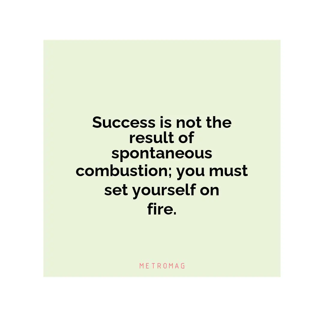 Success is not the result of spontaneous combustion; you must set yourself on fire.