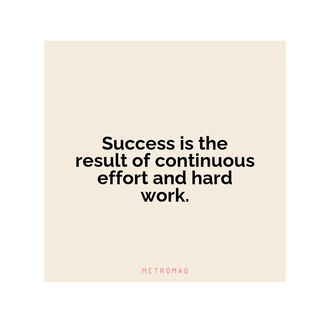 Success is the result of continuous effort and hard work.