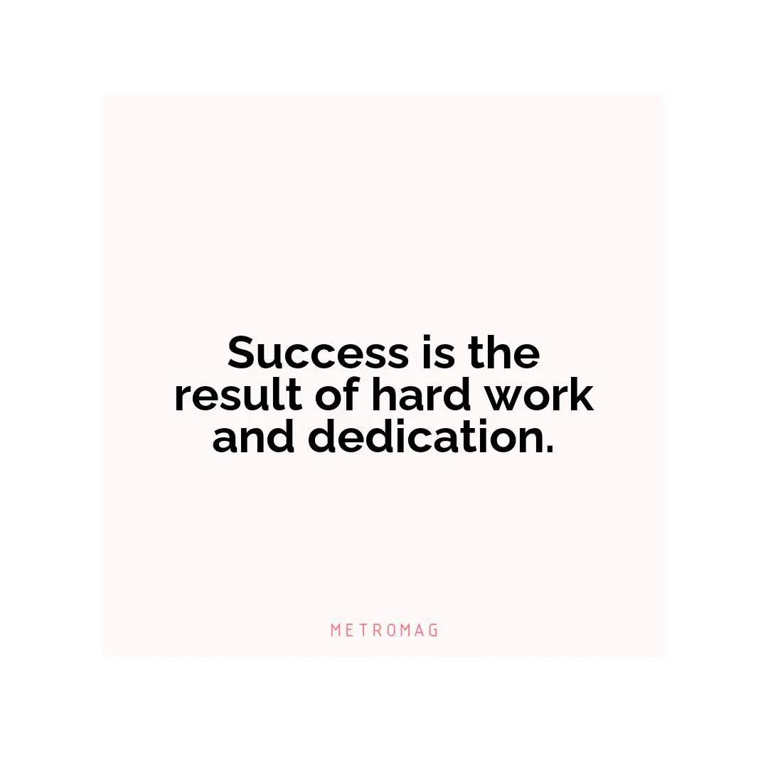 Success is the result of hard work and dedication.