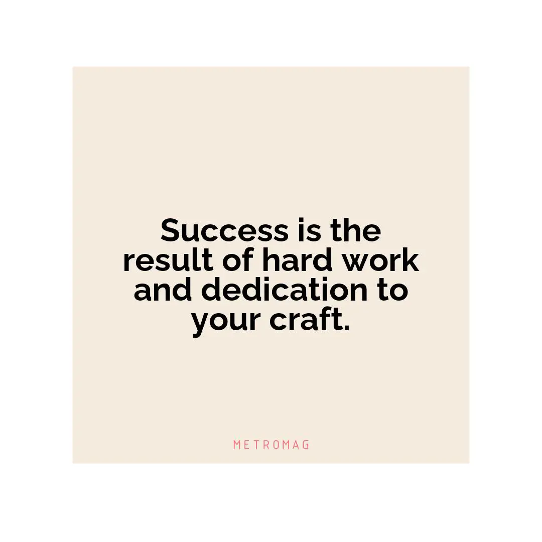 Success is the result of hard work and dedication to your craft.