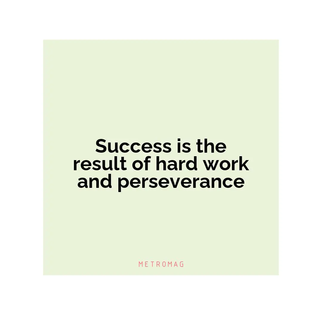 Success is the result of hard work and perseverance