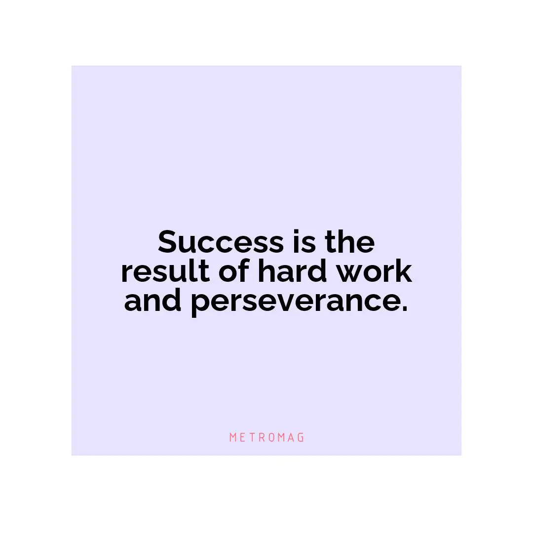 Success is the result of hard work and perseverance.