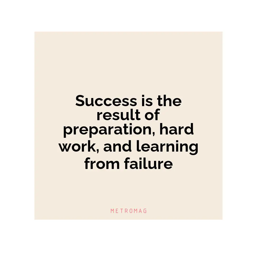 Success is the result of preparation, hard work, and learning from failure