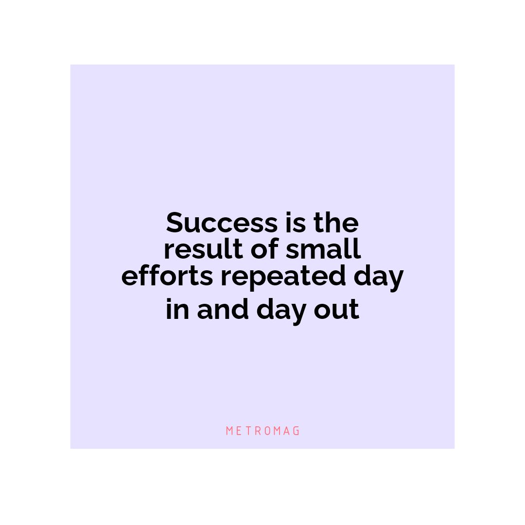 Success is the result of small efforts repeated day in and day out