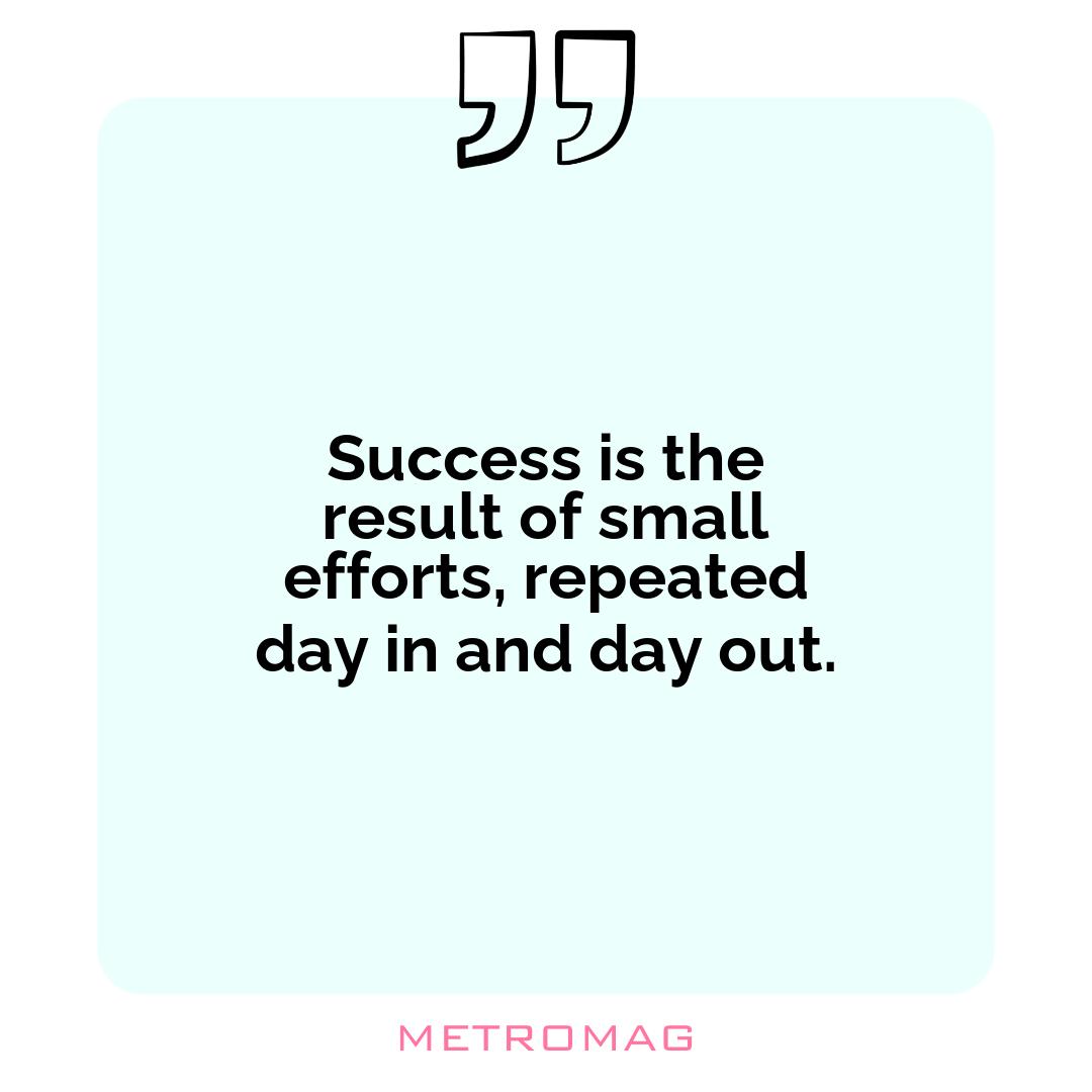 Success is the result of small efforts, repeated day in and day out.