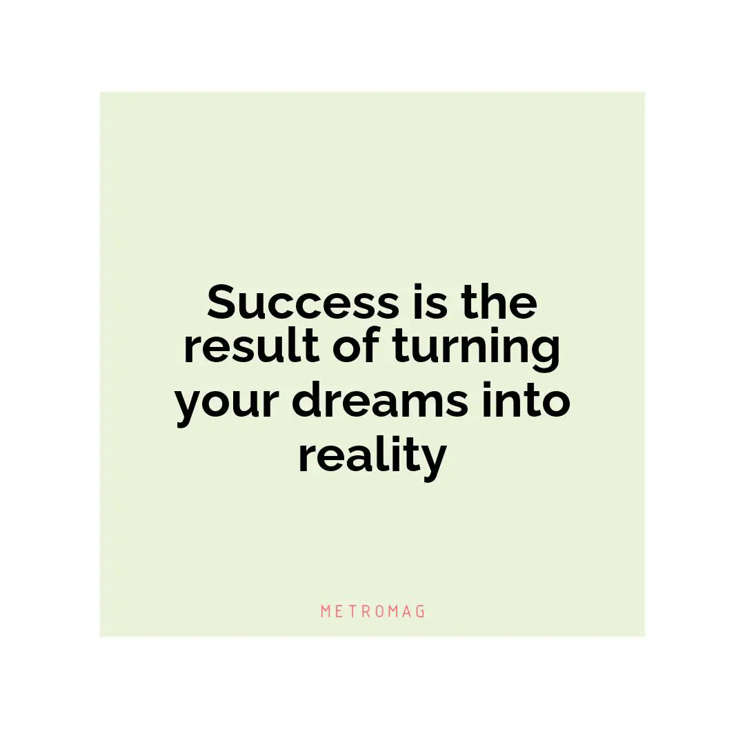 Success is the result of turning your dreams into reality