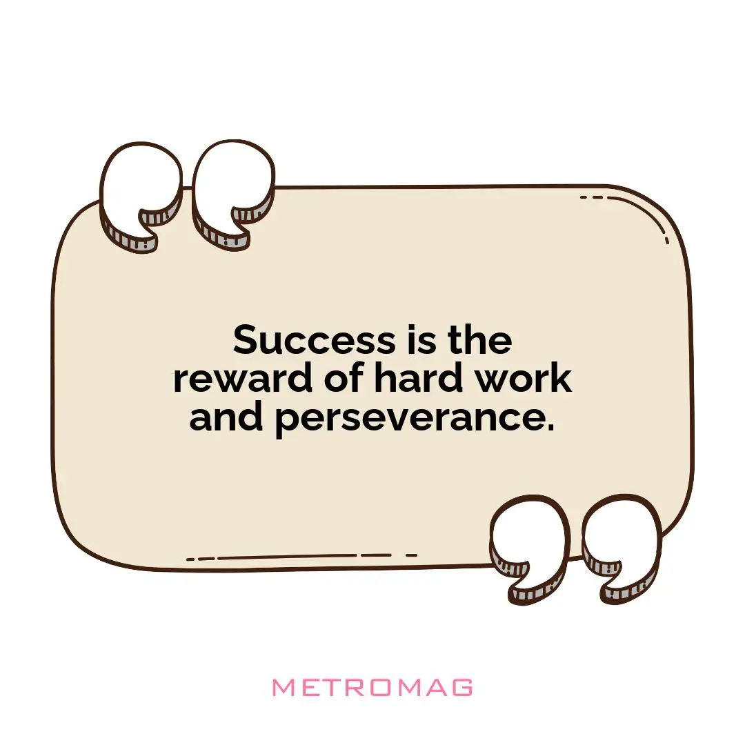 Success is the reward of hard work and perseverance.