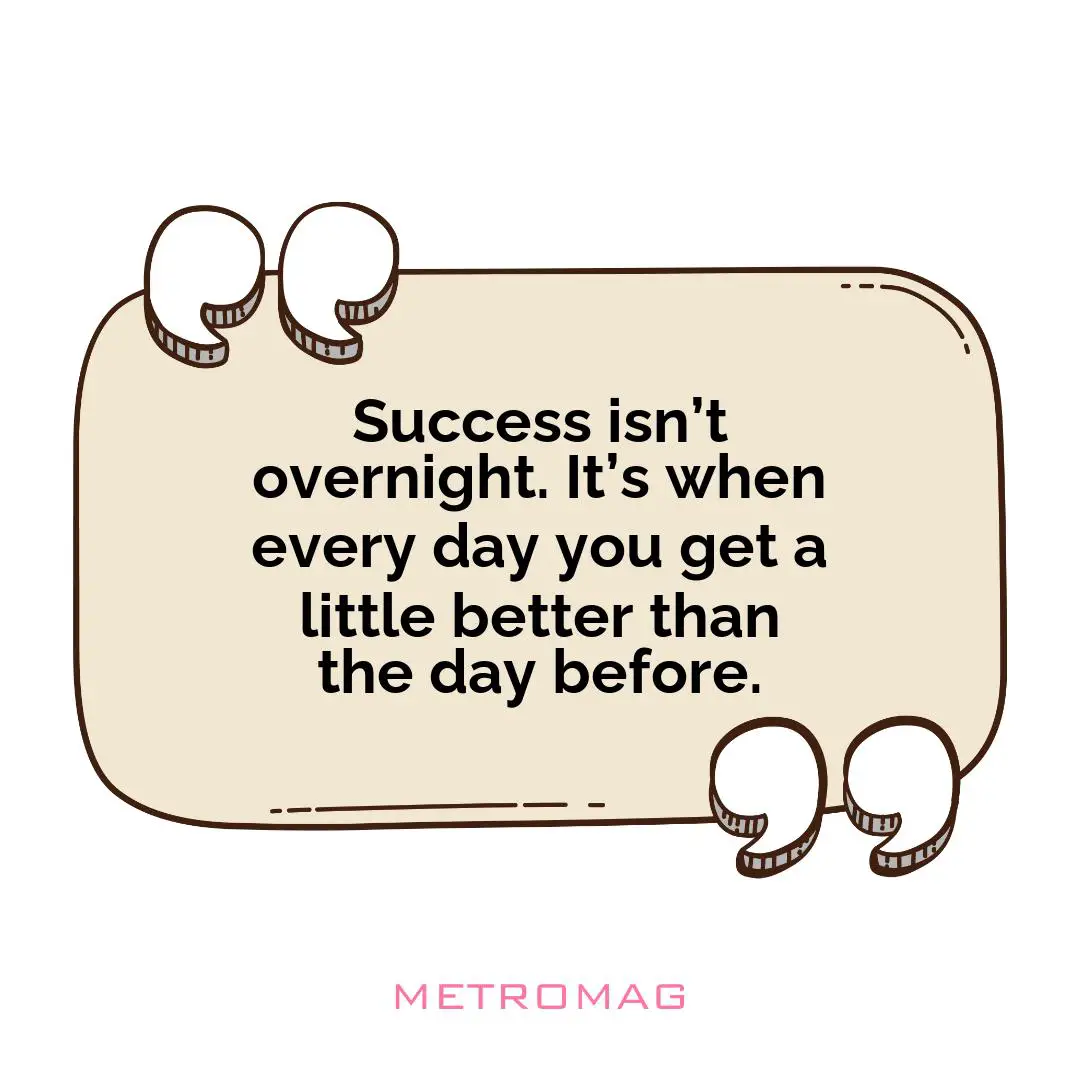 Success isn’t overnight. It’s when every day you get a little better than the day before.