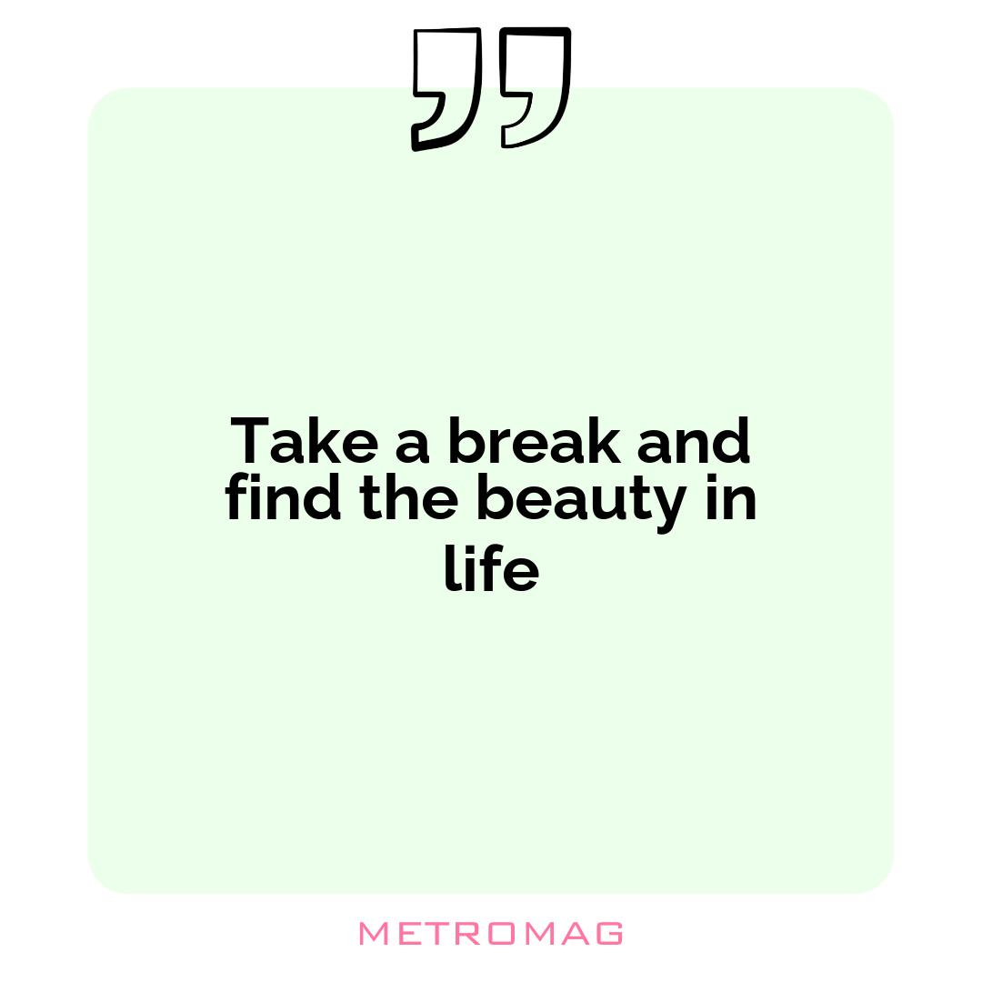 Take a break and find the beauty in life