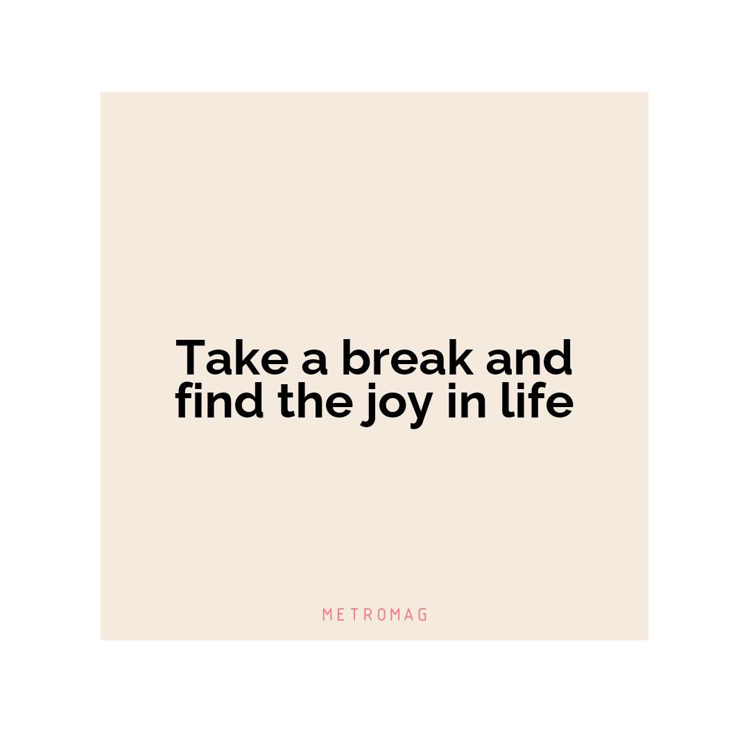 Take a break and find the joy in life