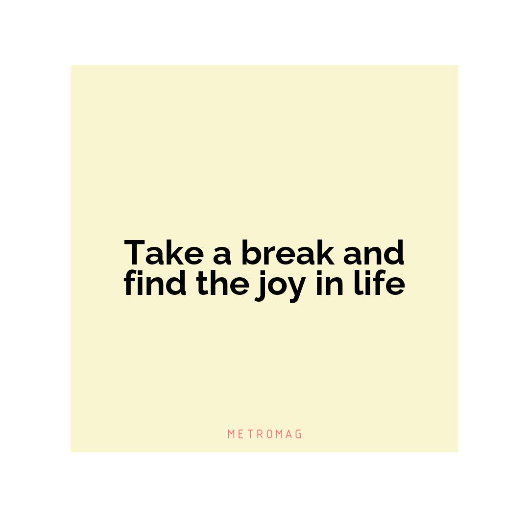 Take a break and find the joy in life