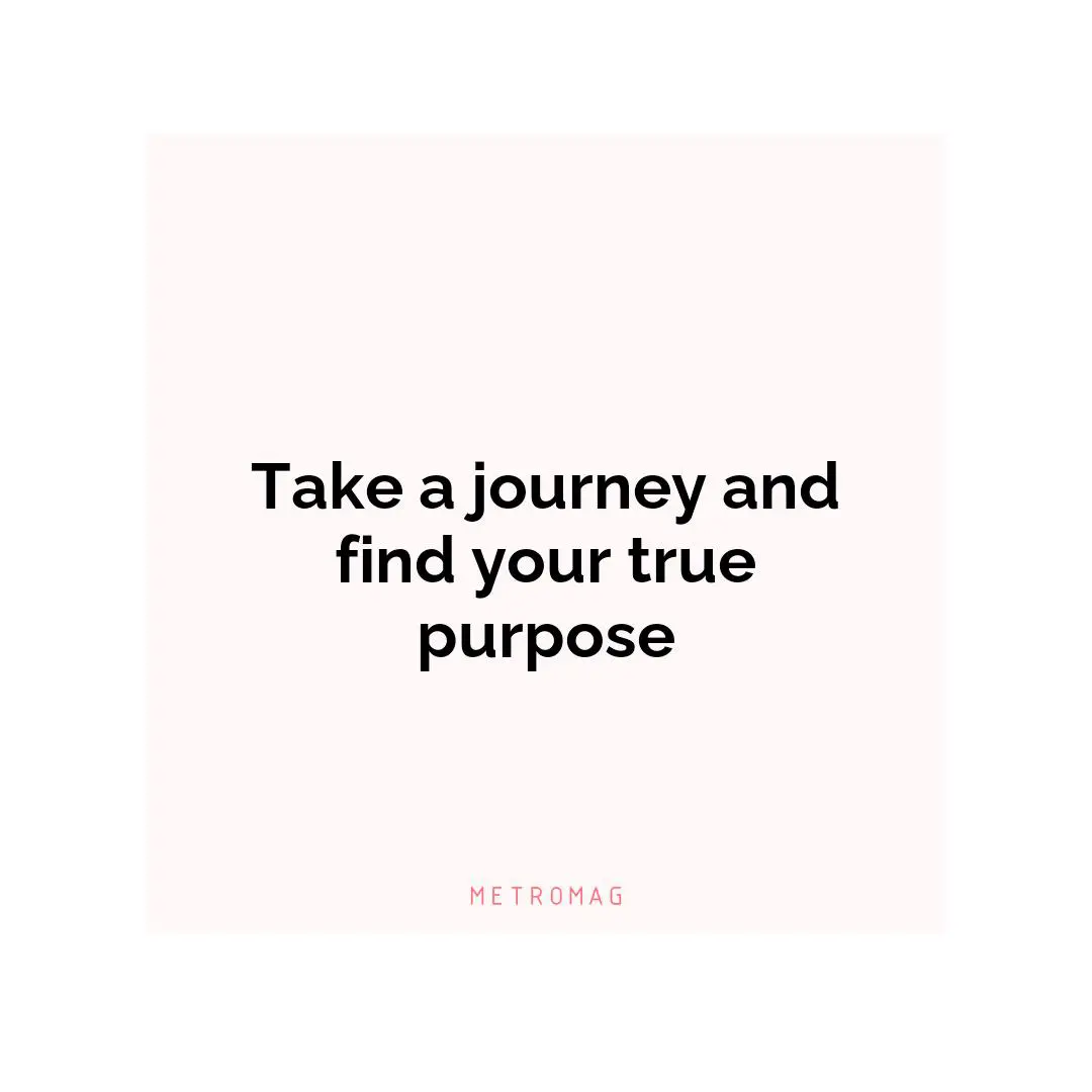 Take a journey and find your true purpose