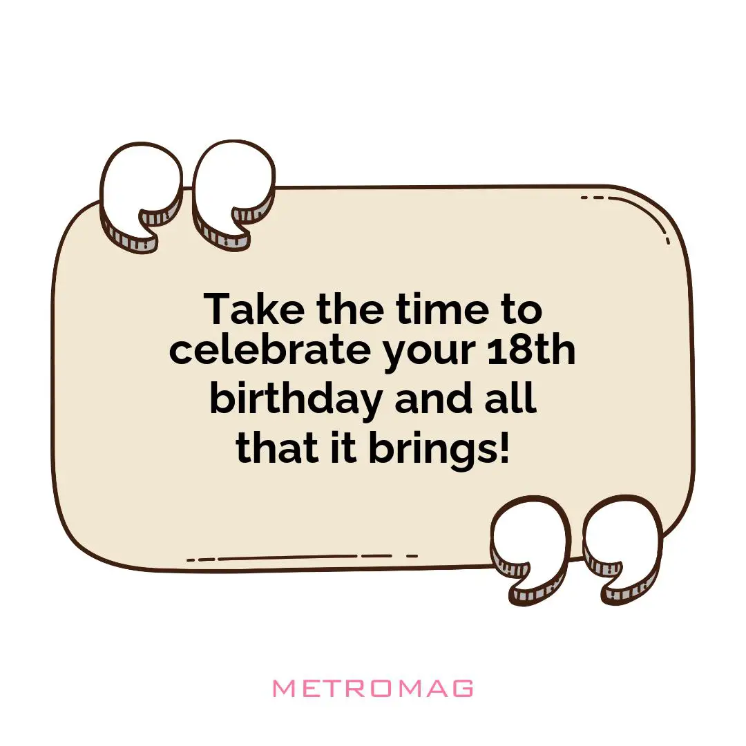 Take the time to celebrate your 18th birthday and all that it brings!