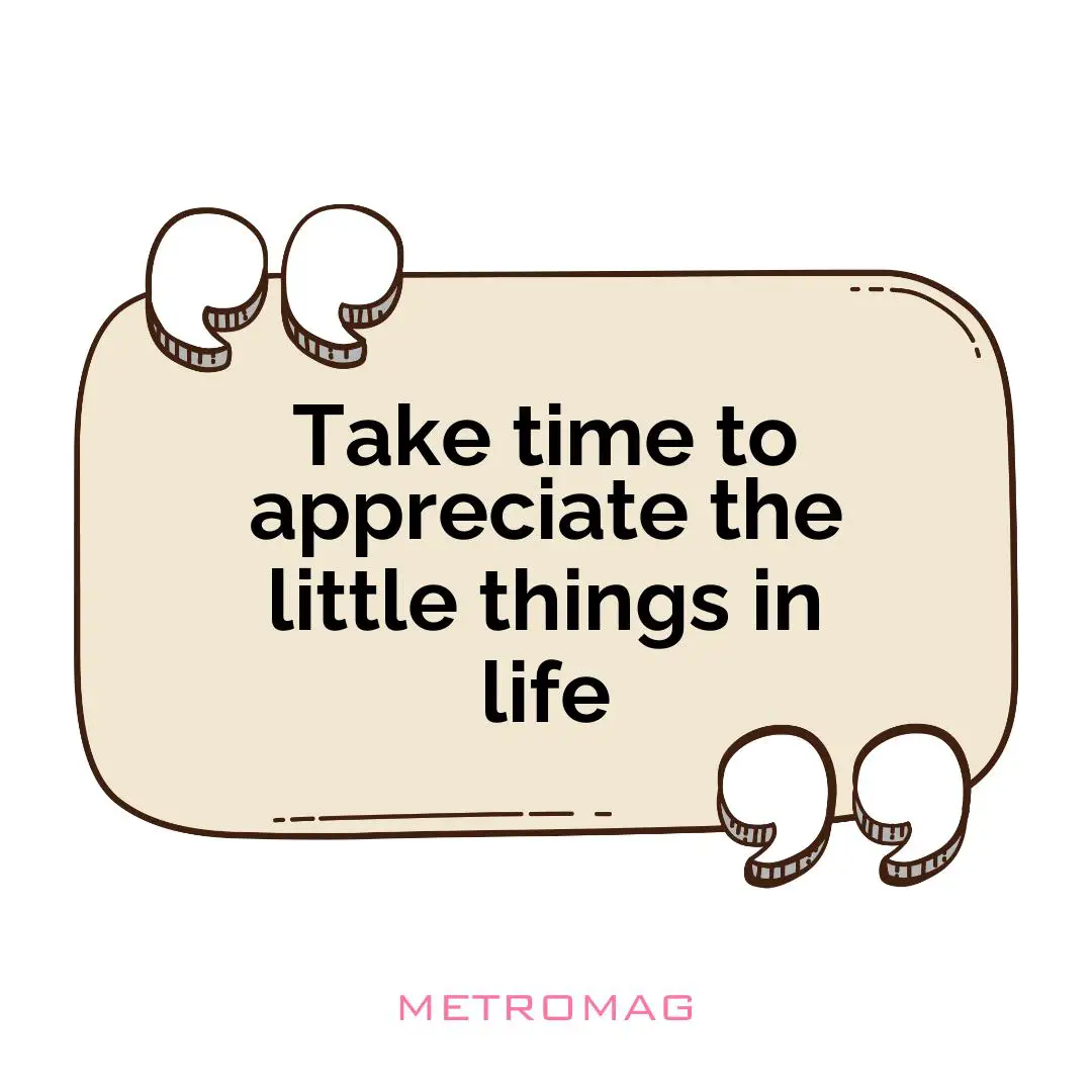 Take time to appreciate the little things in life