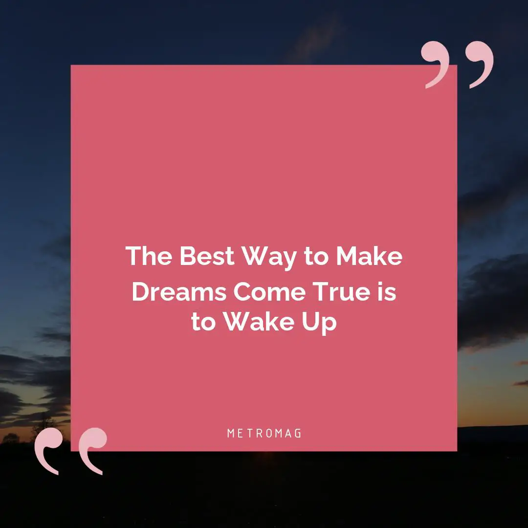 The Best Way to Make Dreams Come True is to Wake Up