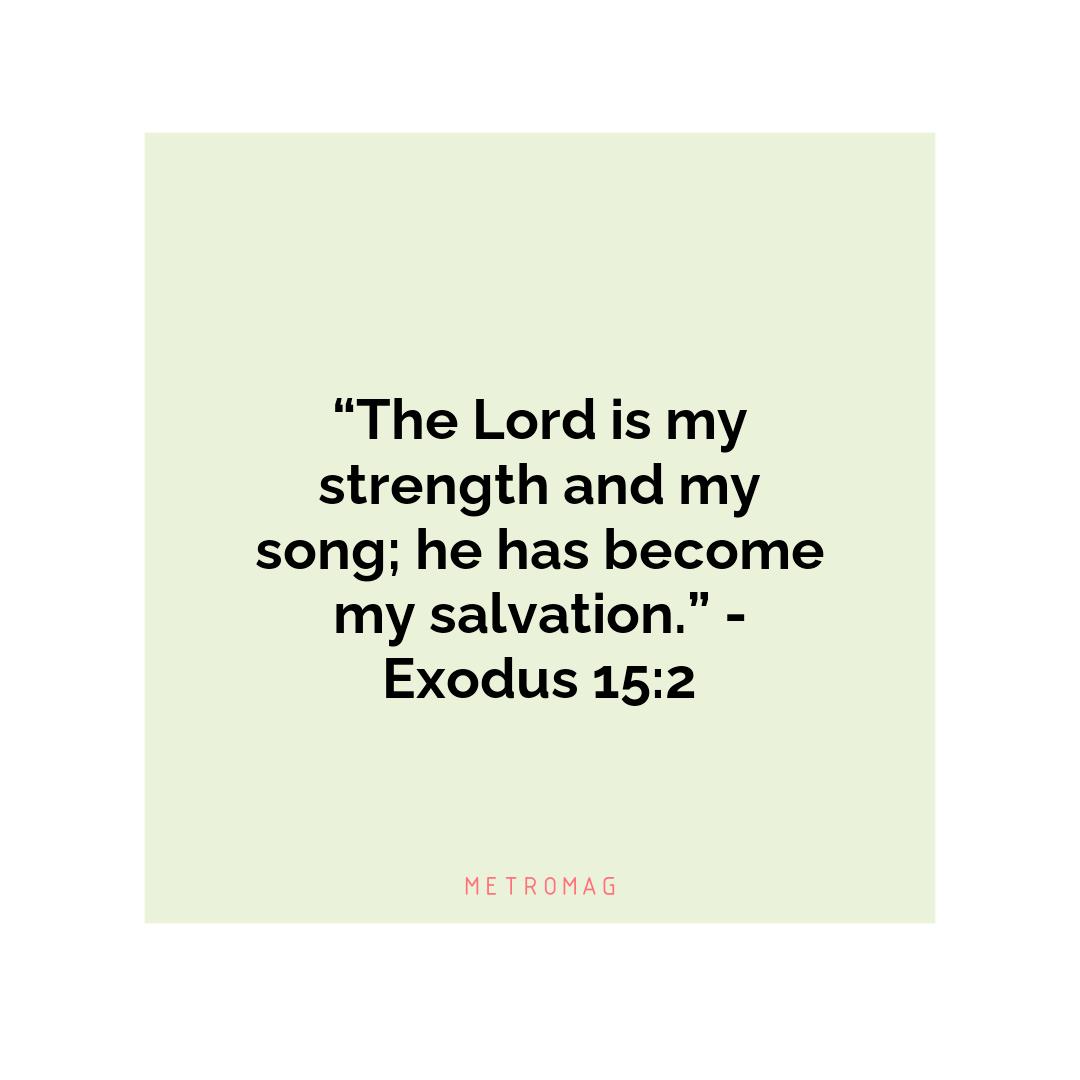 “The Lord is my strength and my song; he has become my salvation.” - Exodus 15:2