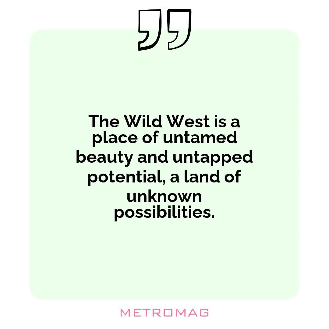 The Wild West is a place of untamed beauty and untapped potential, a land of unknown possibilities.