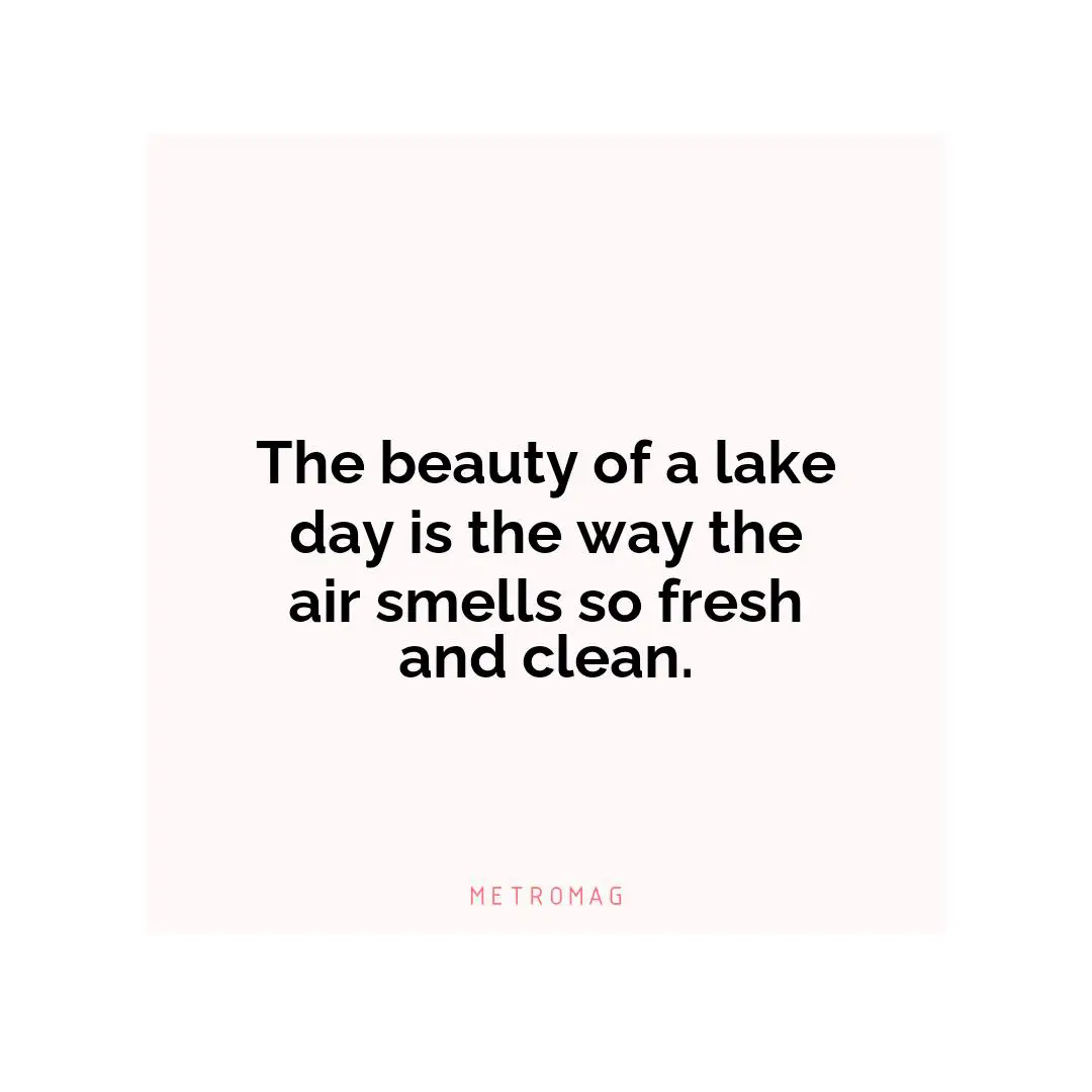 The beauty of a lake day is the way the air smells so fresh and clean.