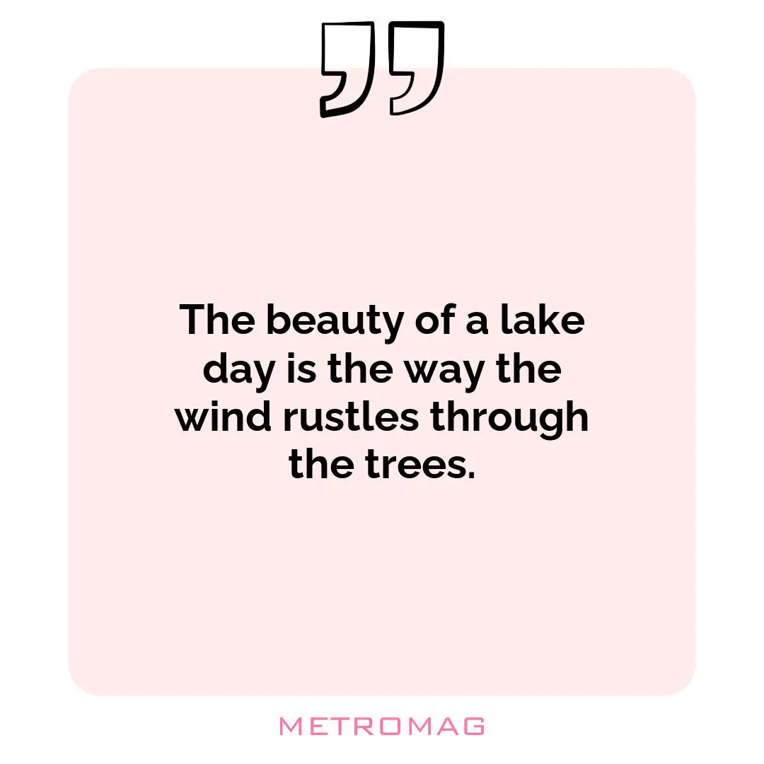 The beauty of a lake day is the way the wind rustles through the trees.