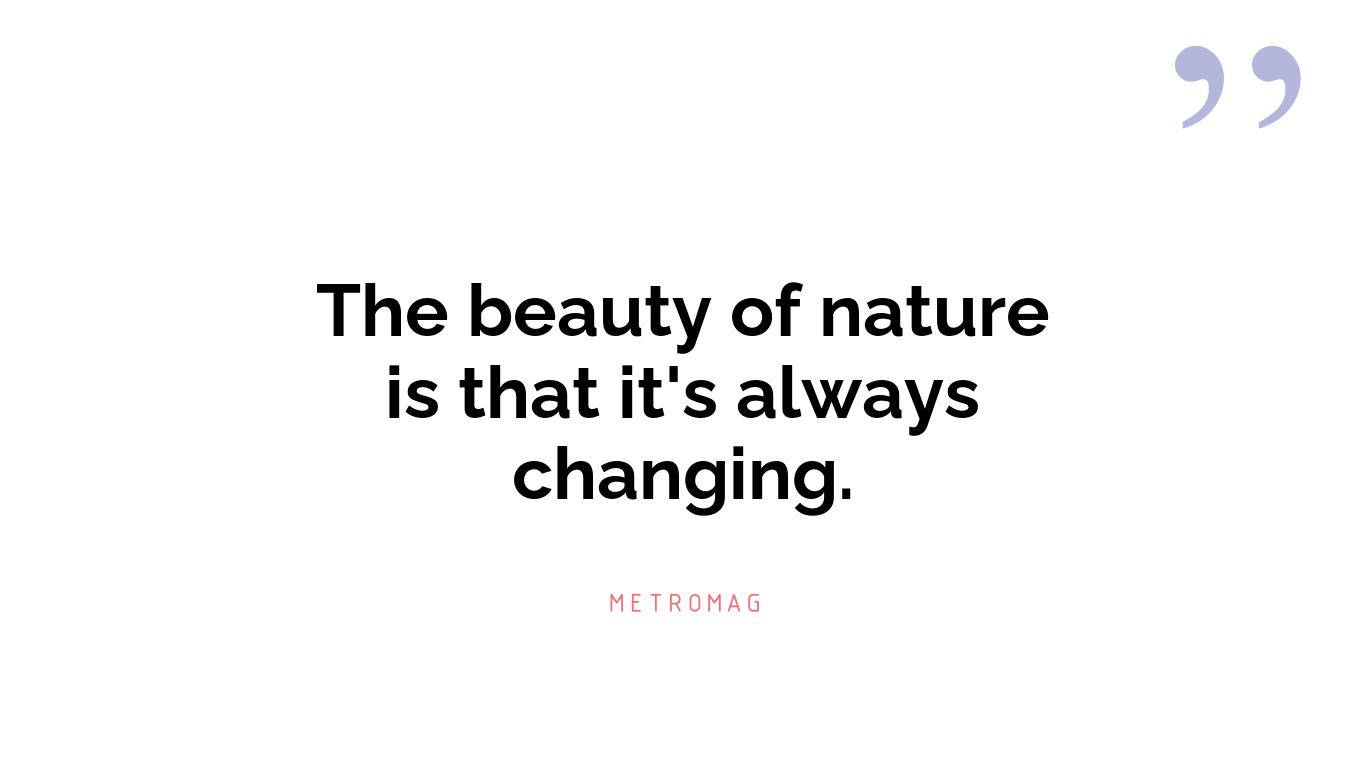 The beauty of nature is that it's always changing.