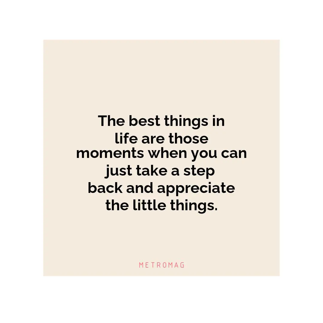 The best things in life are those moments when you can just take a step back and appreciate the little things.