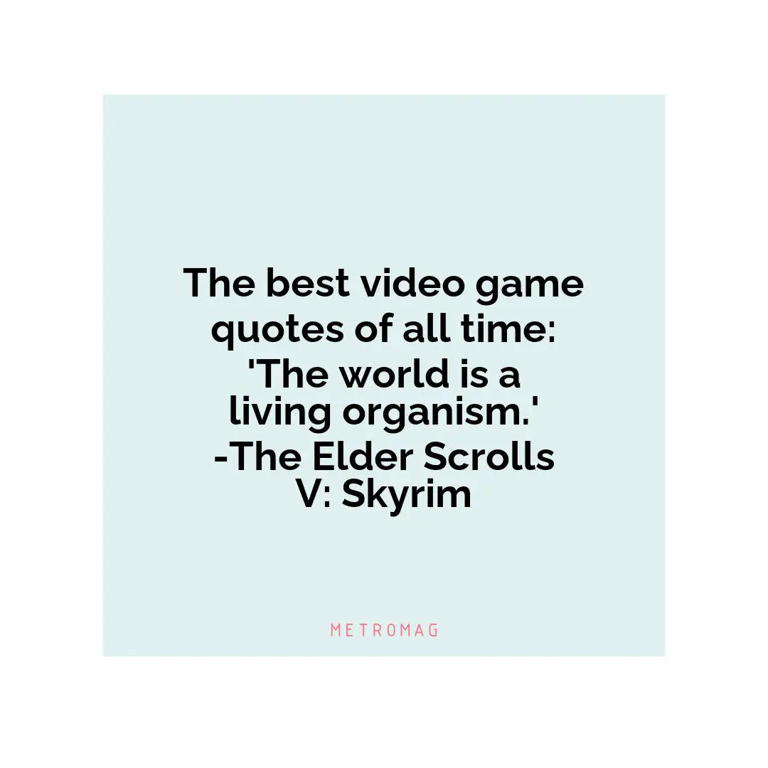 The best video game quotes of all time: 'The world is a living organism.' -The Elder Scrolls V: Skyrim