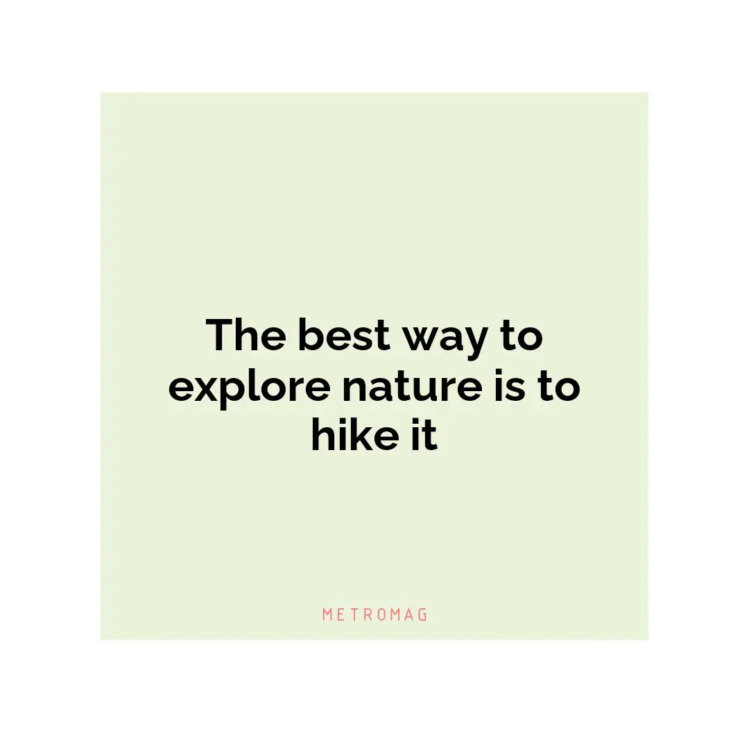 The best way to explore nature is to hike it