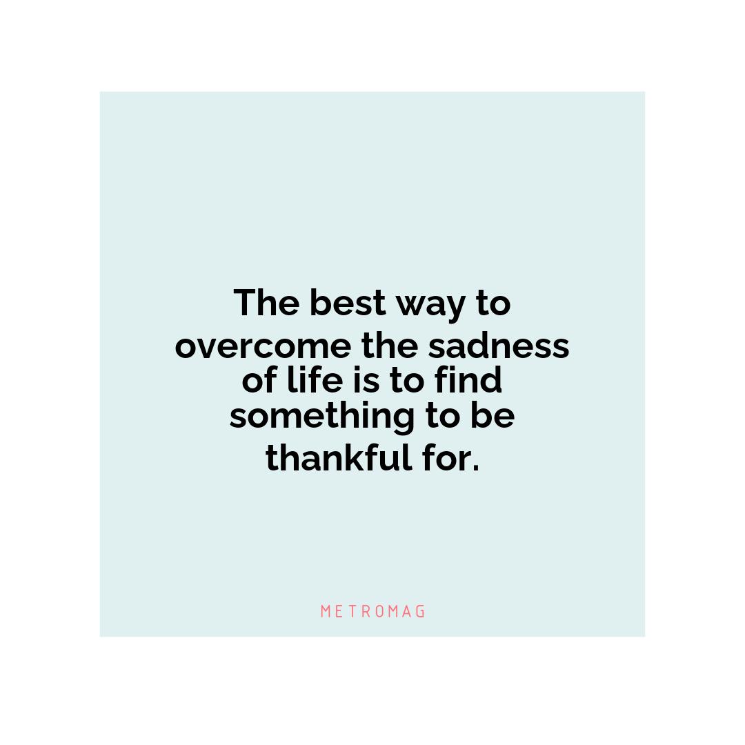 The best way to overcome the sadness of life is to find something to be thankful for.