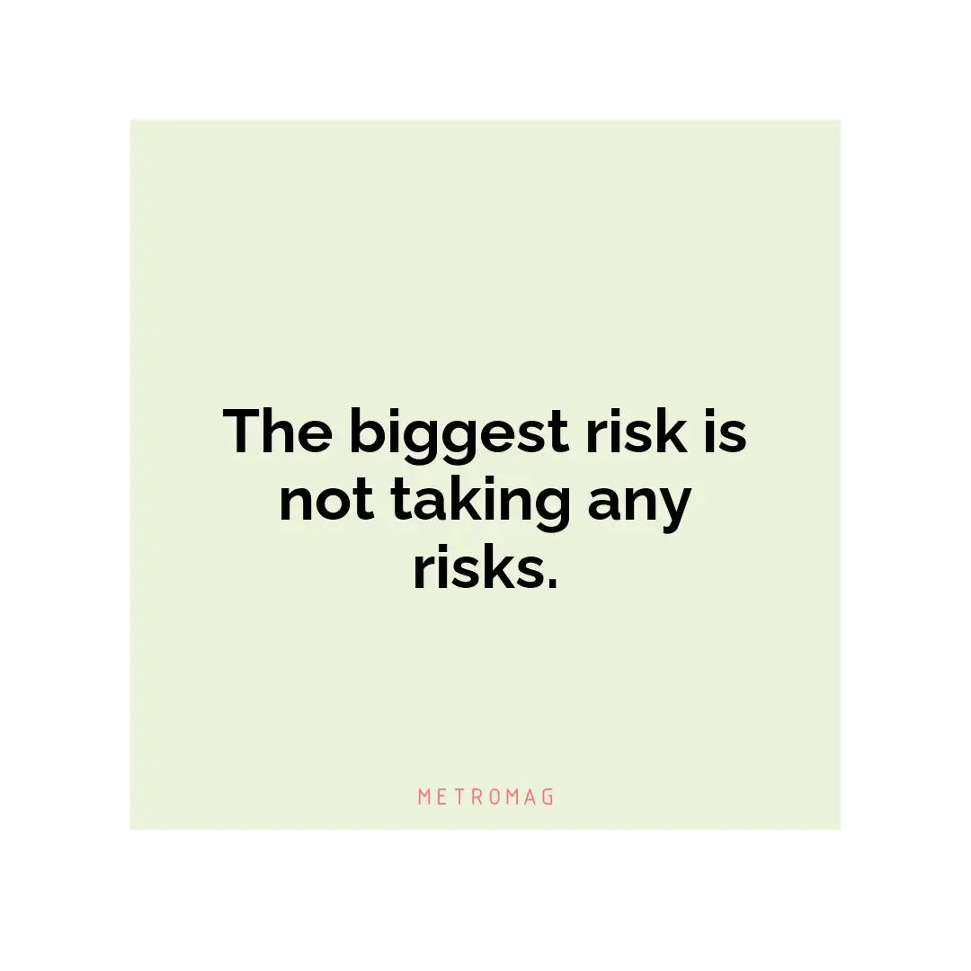 The biggest risk is not taking any risks.