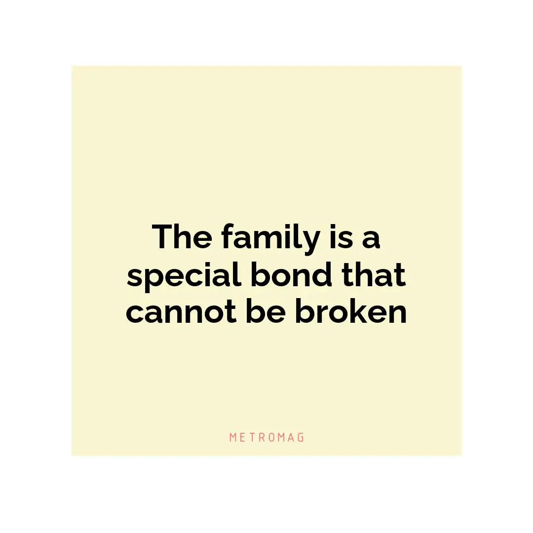 The family is a special bond that cannot be broken